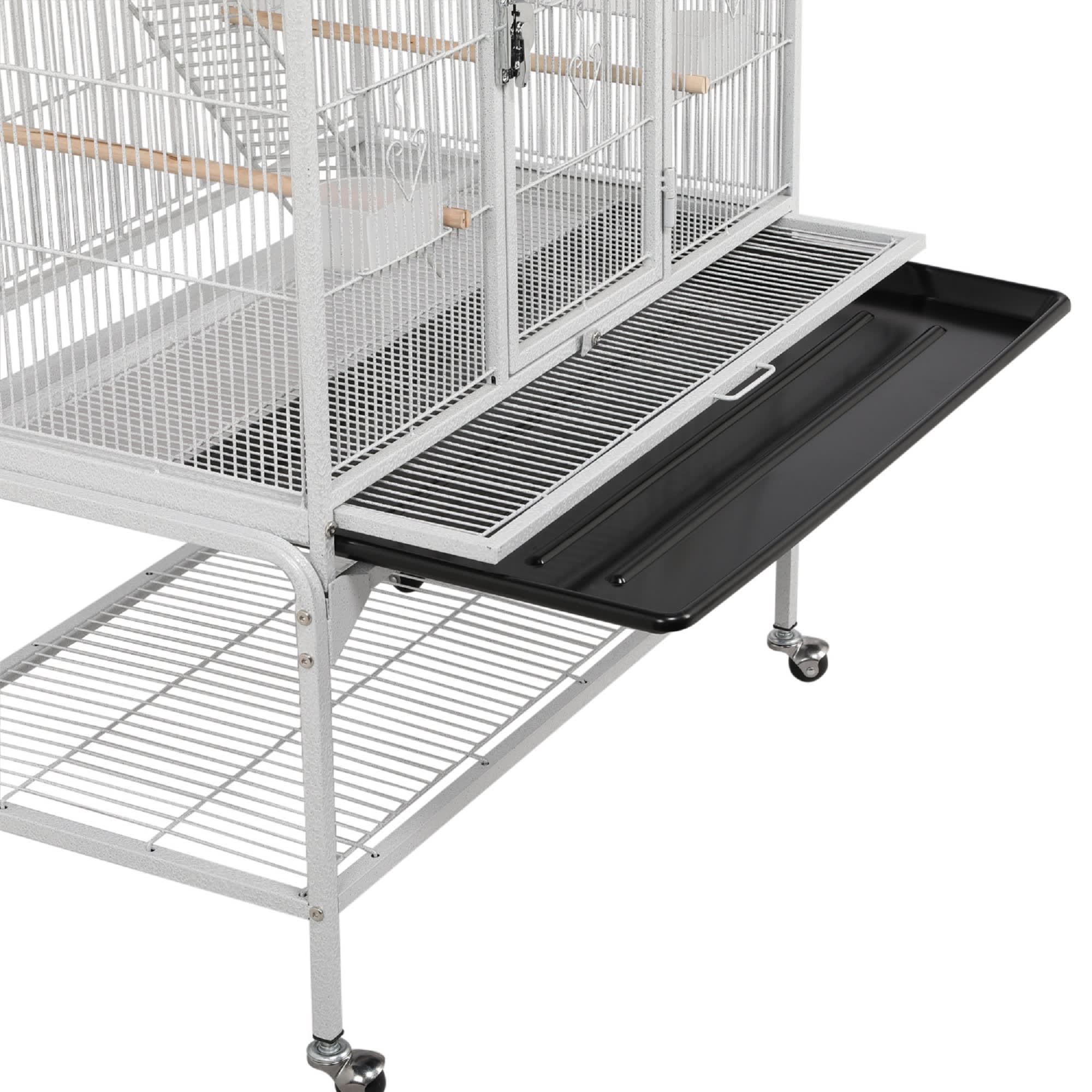 Topeakmart White Large Bird Cage with Rolling Detachable Stand, 69" H
