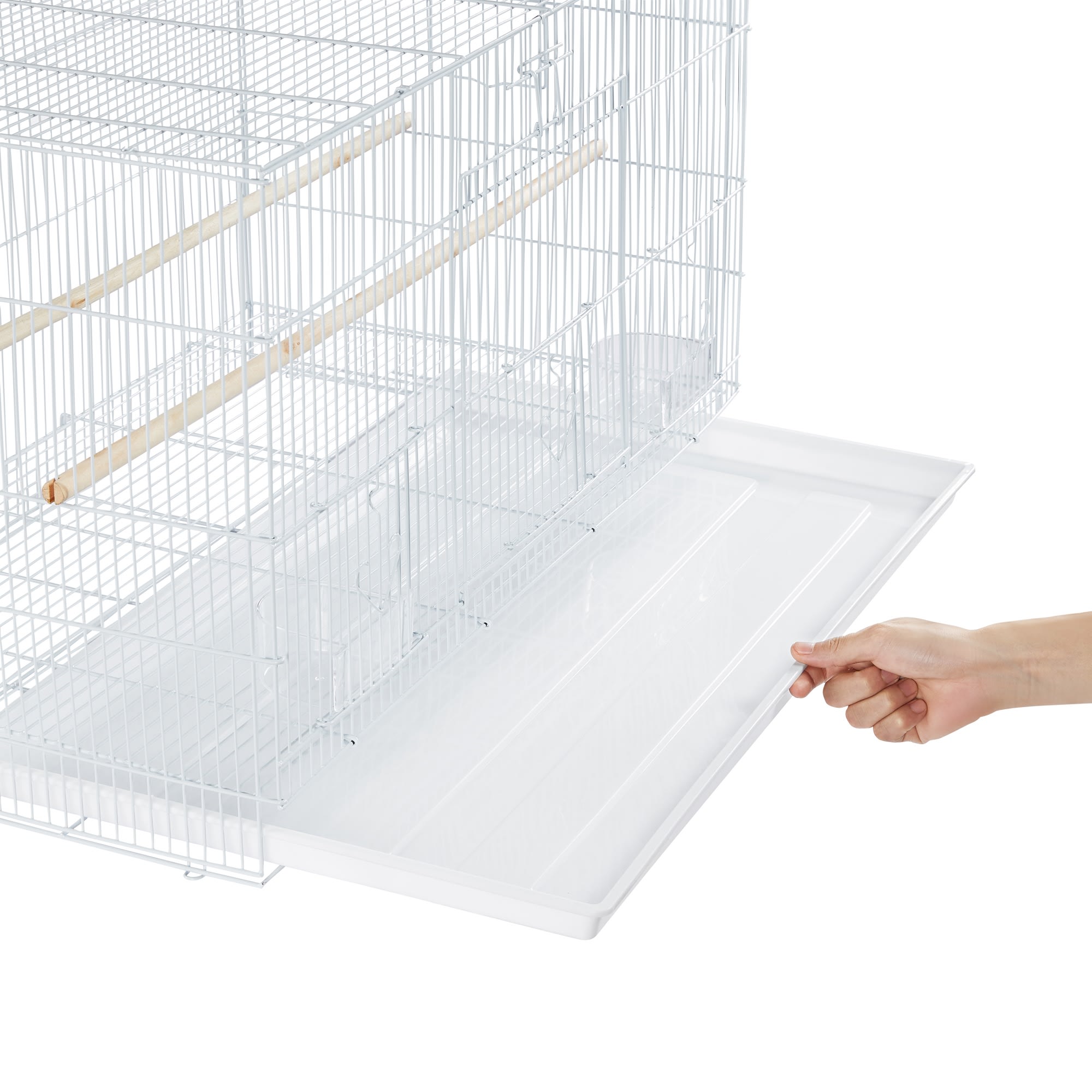 Topeakmart White 47" Flight Cage with Slide-Out Tray and Rolling Detachable Stand for Birds