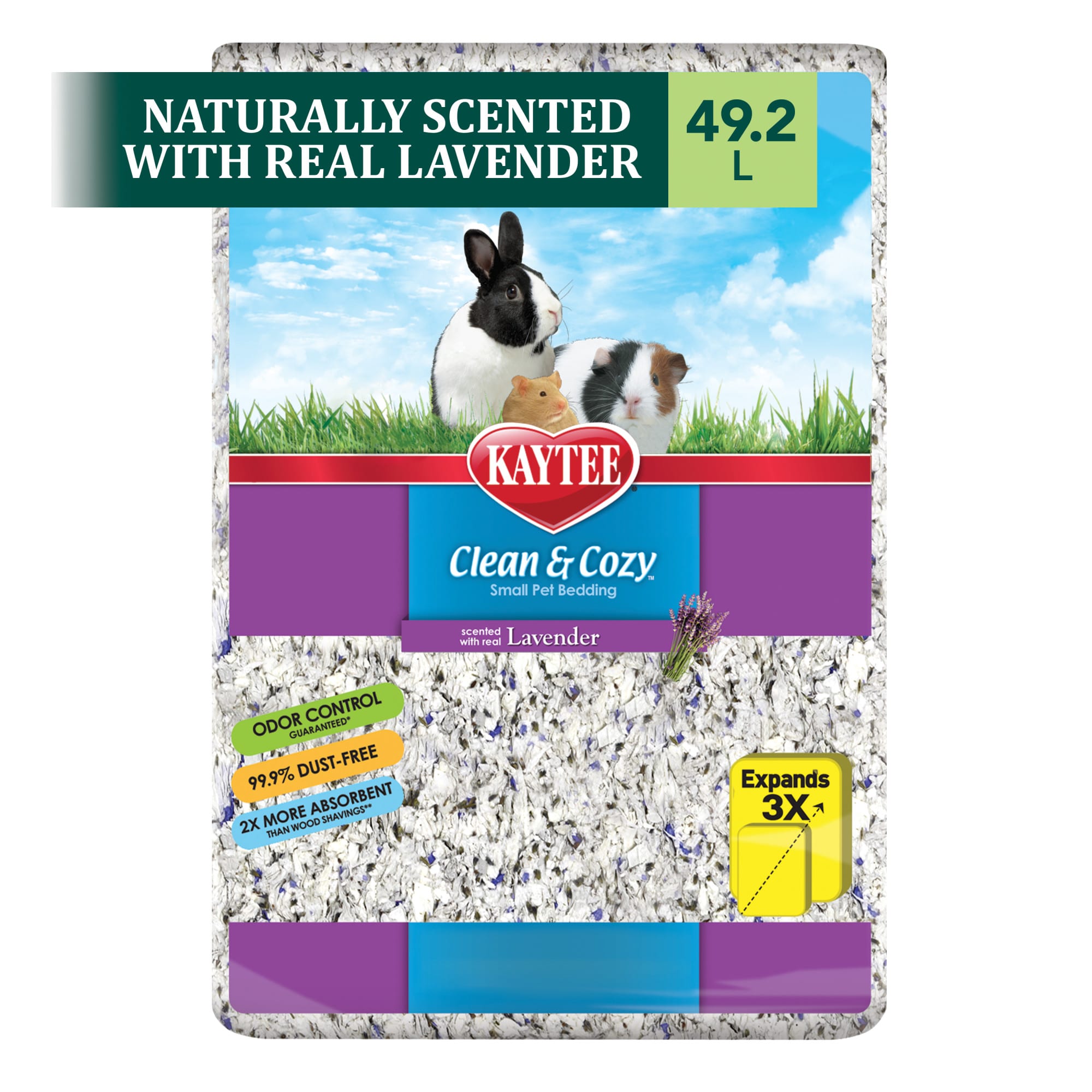 Kaytee Clean & Cozy Lavender Scented Small Animal Bedding, 49.2 Liters (3000 cu. in.)