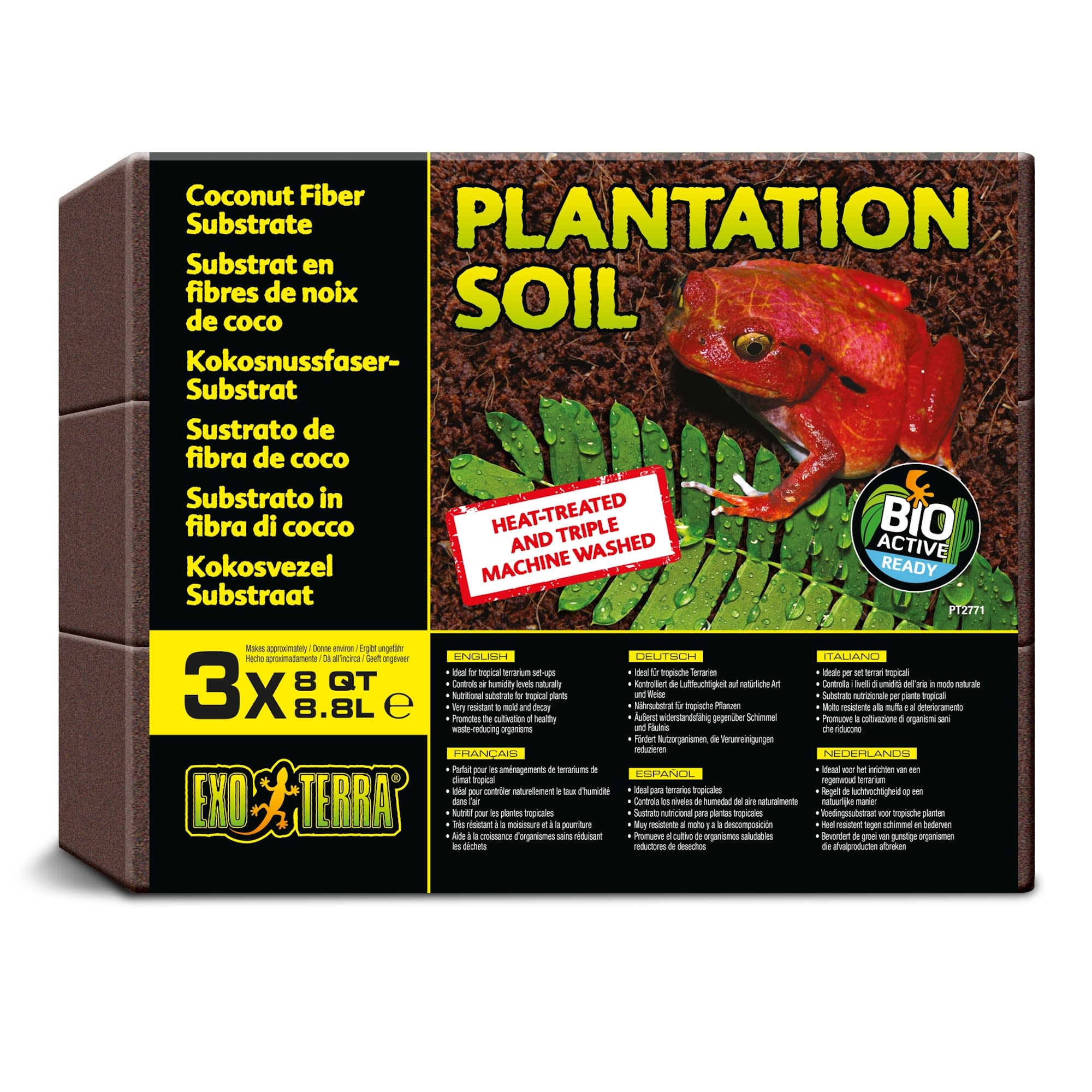 Exo-Terra Plantation Soil Terrarium Substrate Pack, 8 Quart, Pack of 3