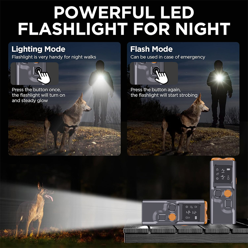 Anti barking Non-Irritating Ultrasonic Dog Repeller With Flashlight For Multi-Breed Dogs Repeller USB Rechargeable