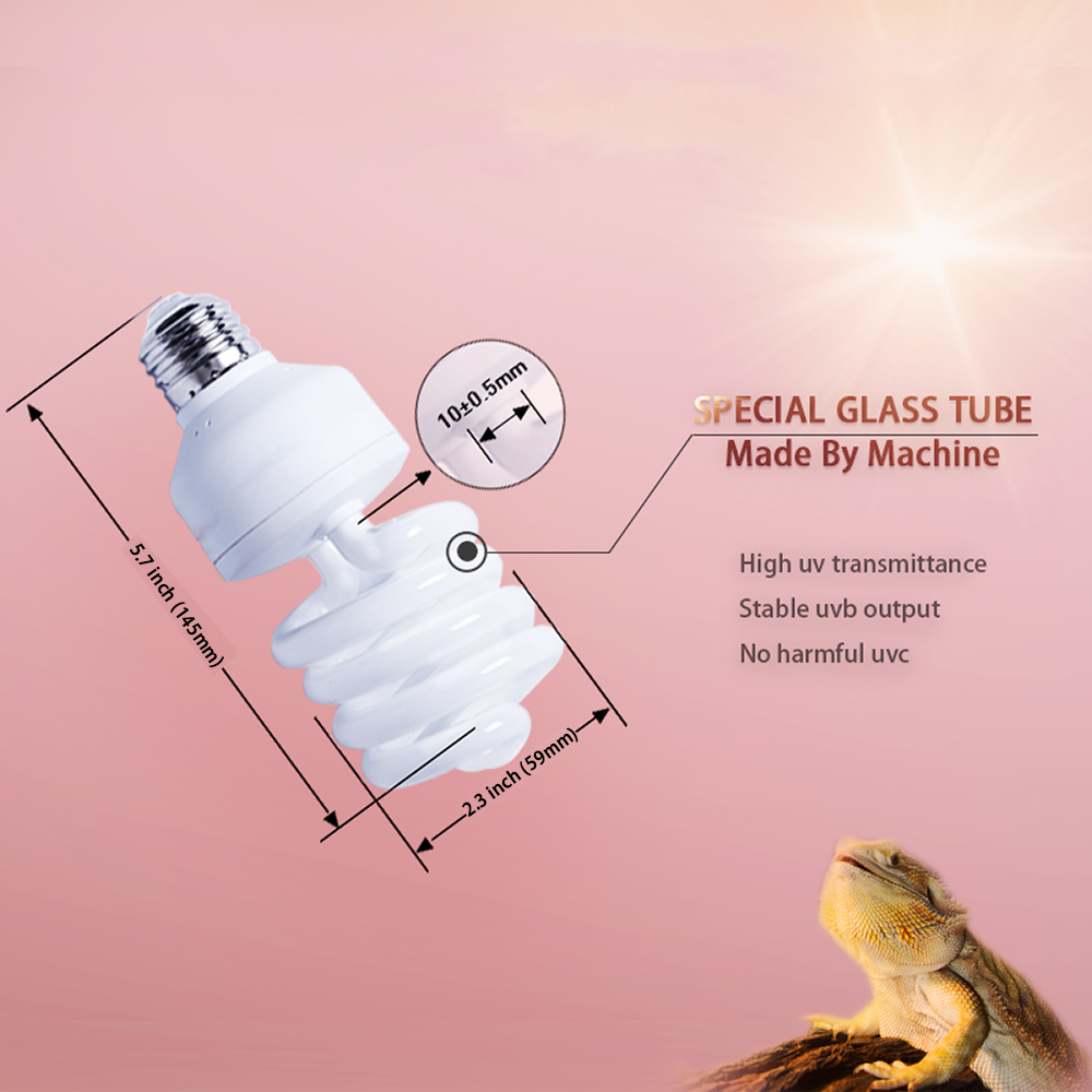 26w UVB15.0 compact fluorescent reptile lamp light bulb for tropical turtles and chameleons