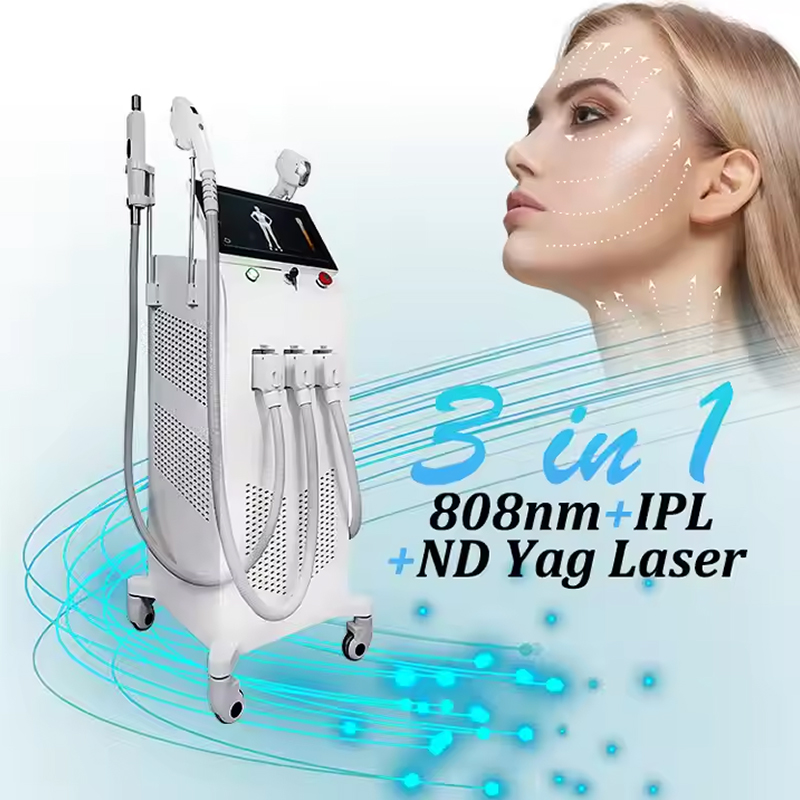 Professional 3-in-1 IPL & Diode Laser & nd yag picolaser machine for hair removal acne treatment tattoo removal