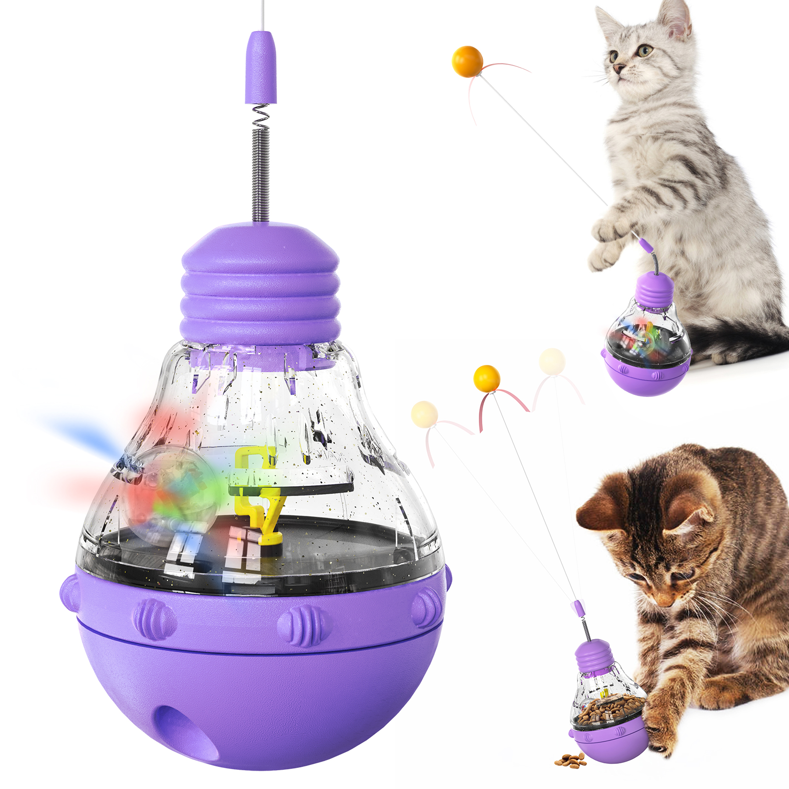 PARKER Magic Tumbler Teasing Cat light Bulb Scratch-Resistant Wear Leakage Food Ball Cat Toys