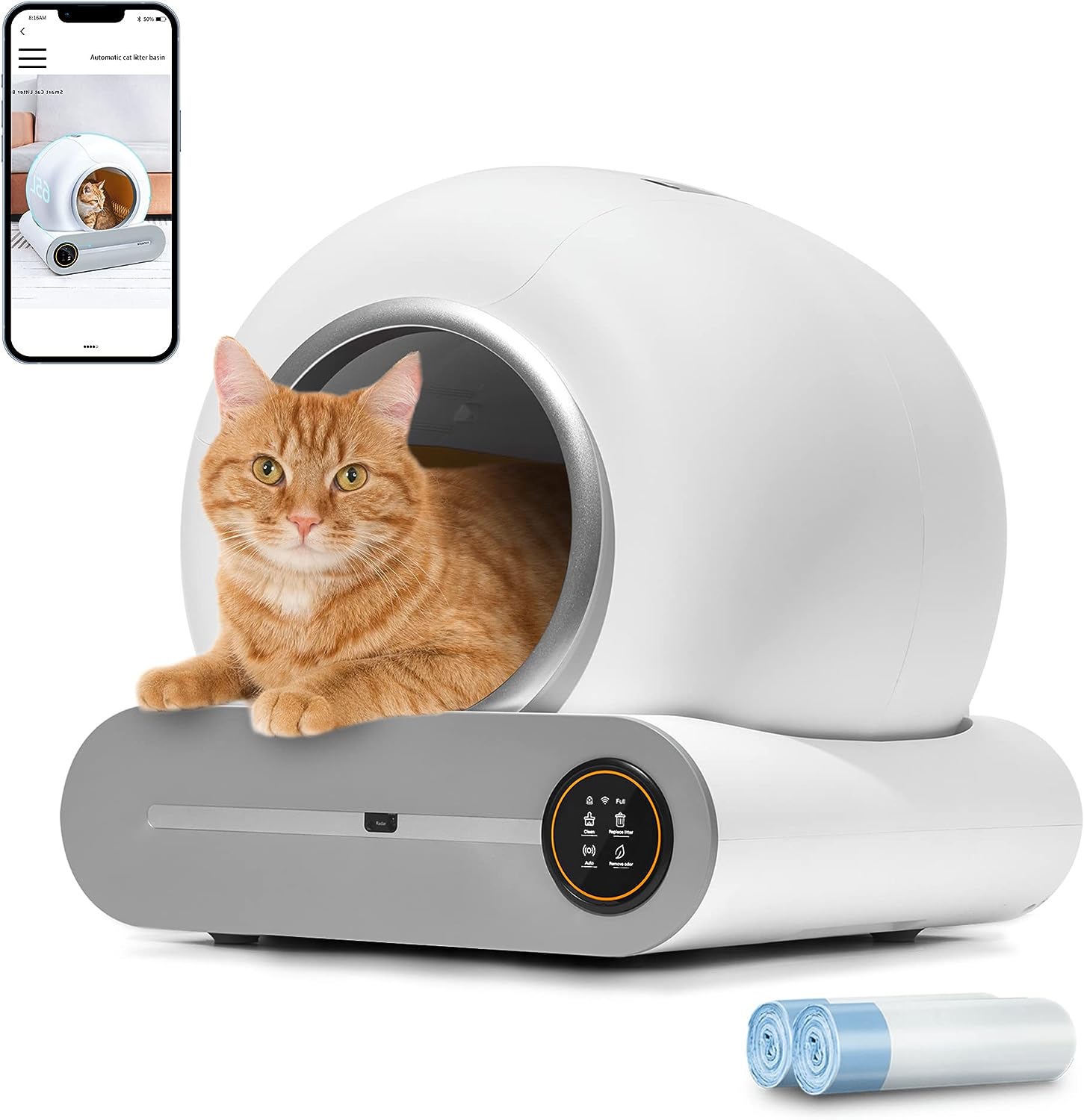Smart Automatic Cat Litter Box with Cover Manufacturer High Sided Easy Cleaning Enclosed Large Waterproof Electronics OEM 1pcs