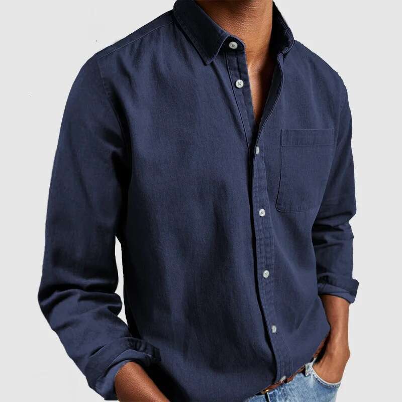 New Men's Shirt Long Sleeved Lapel Outfit B2