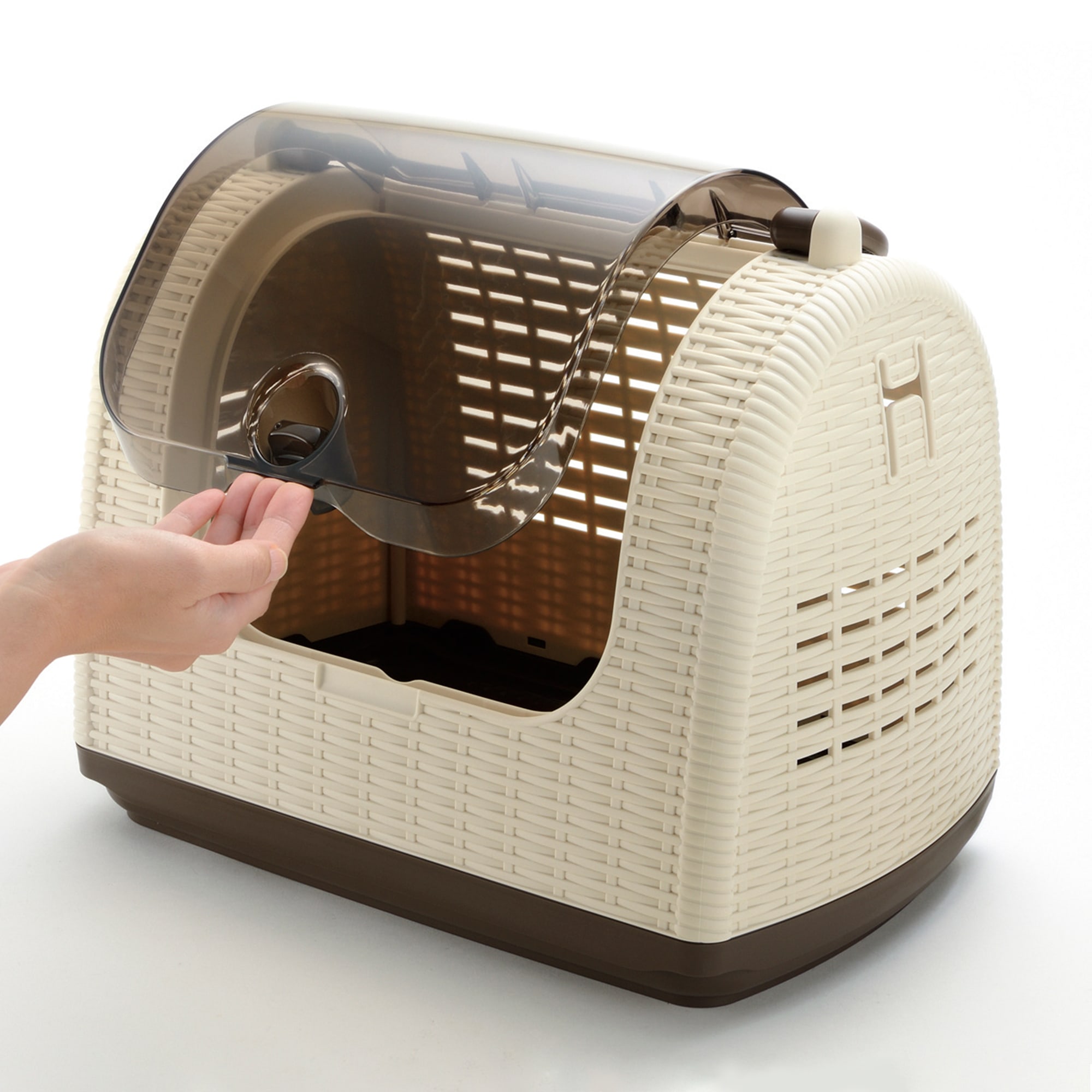 Richell Faux Wicker Pet Carrier, 16" L X 10.5" W X 13" H