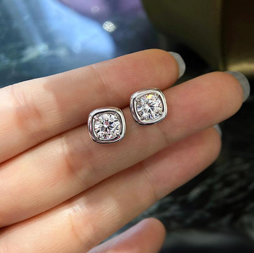 Moissanite Dia Stud Earrings: 6MM Round Cut White Gemstones in Sterg Sier