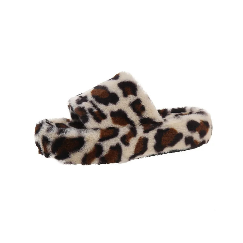 Home Furry Fur Slides Plush Slippers Fluffy Flip Flops Slip on Platform Women Fashion Shoe 2024 Zapato De Mujer er 241125