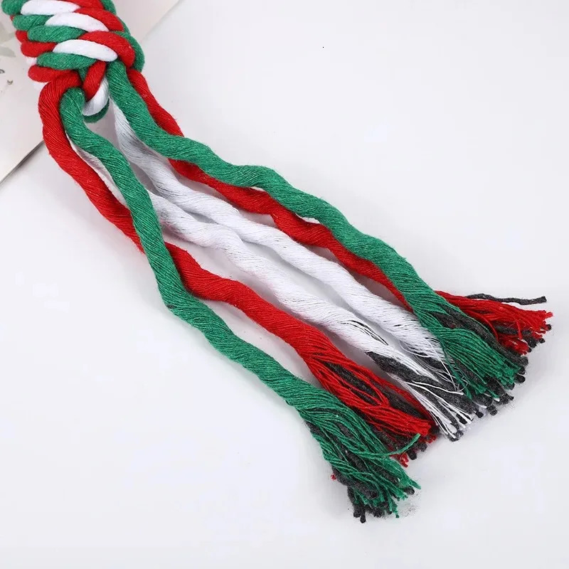 Christmas Dog Squeakey Chew Toys Cotton Ropes Knot Molar Bite Toy Funny Cute Puppies Cat Interactive Toy Xmas Gift Pets Supplies 241125