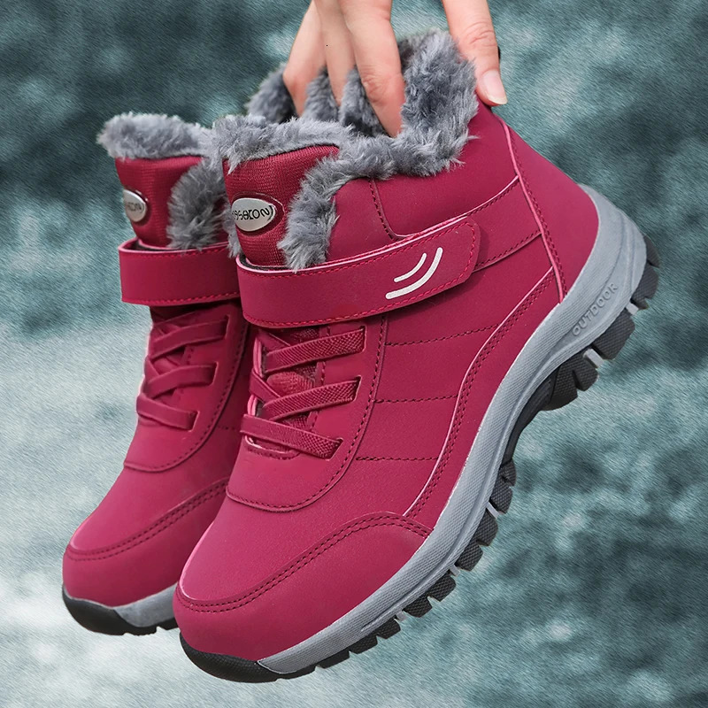 Snow Boots for Men Casual Winter Shoes Platform Non-slip Warm Fur Ankle Boots Plush Combat Outdoor Hiking Motorcycle Boots 241125
