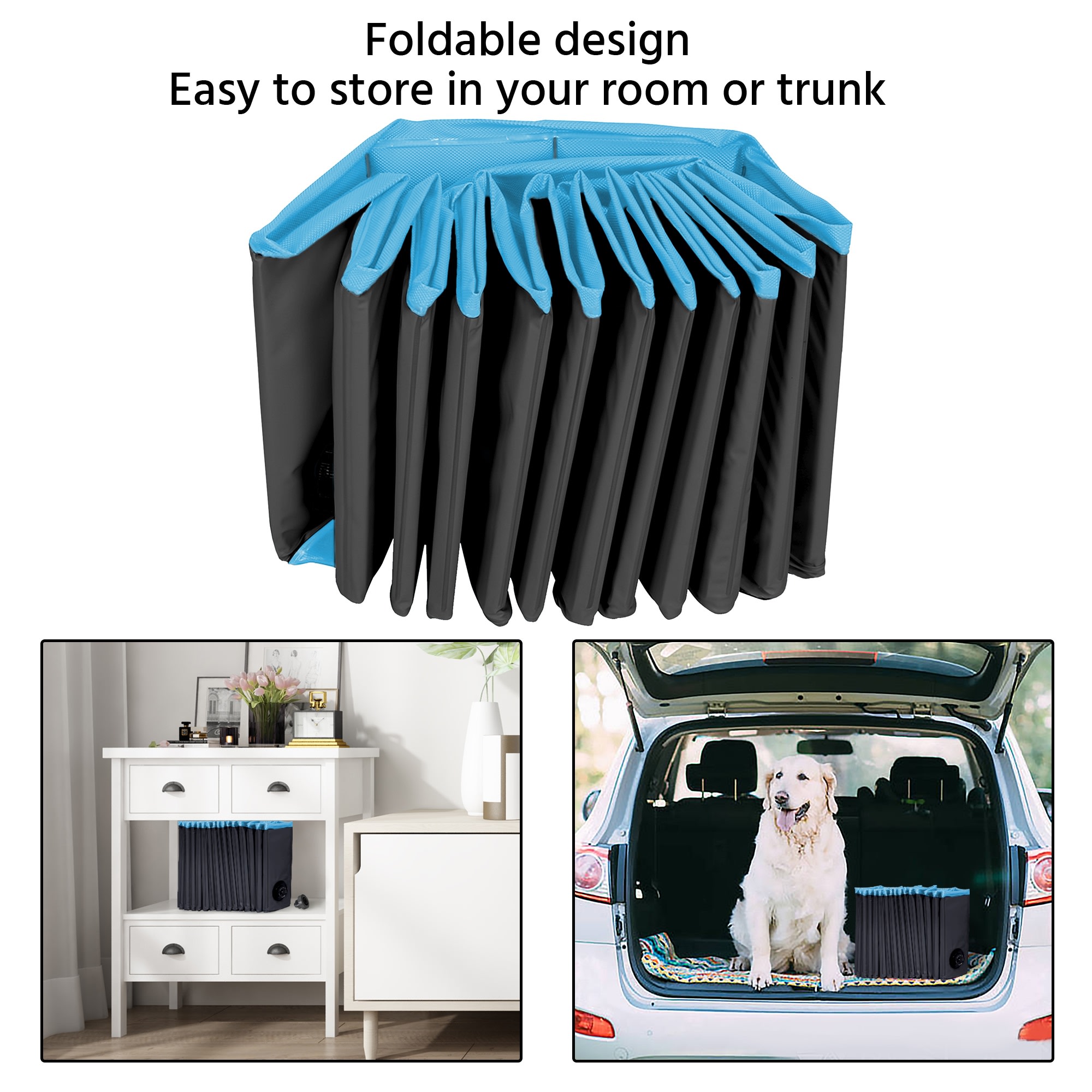 Topeakmart Black Foldable Swimming Pool for Dogs, X-Large