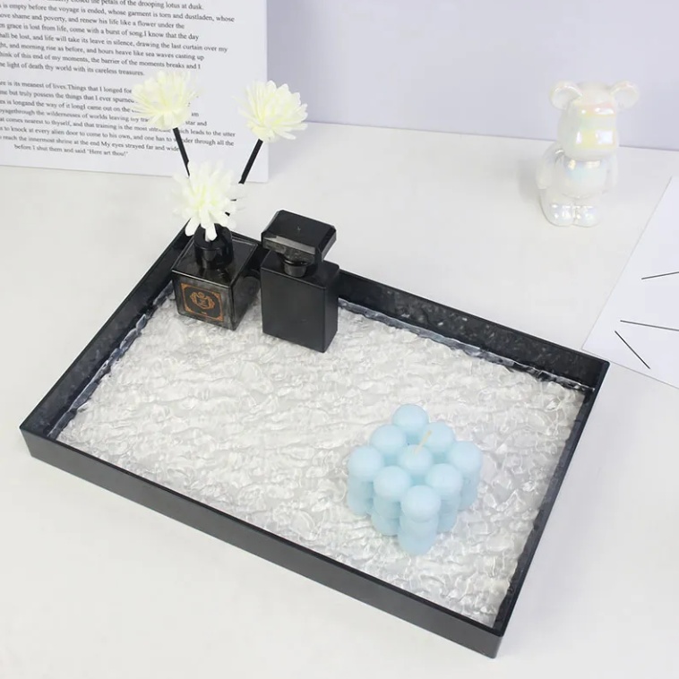 Designer Bedroom Living Room Acrylic Organizer Tray Desktop Home Items Accessories Shelf Storage Organization Box Letter Print