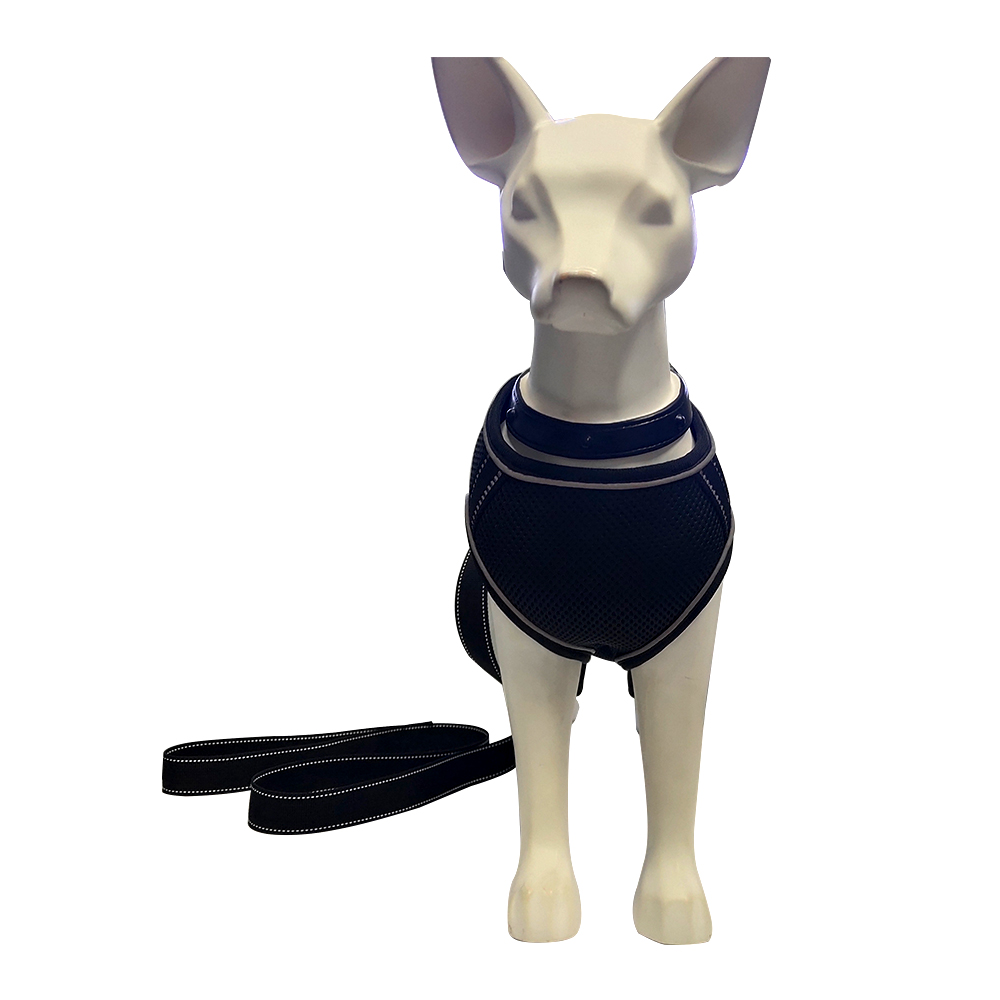 Leather safety custom step adjustable set dog collar training pet no pull harness