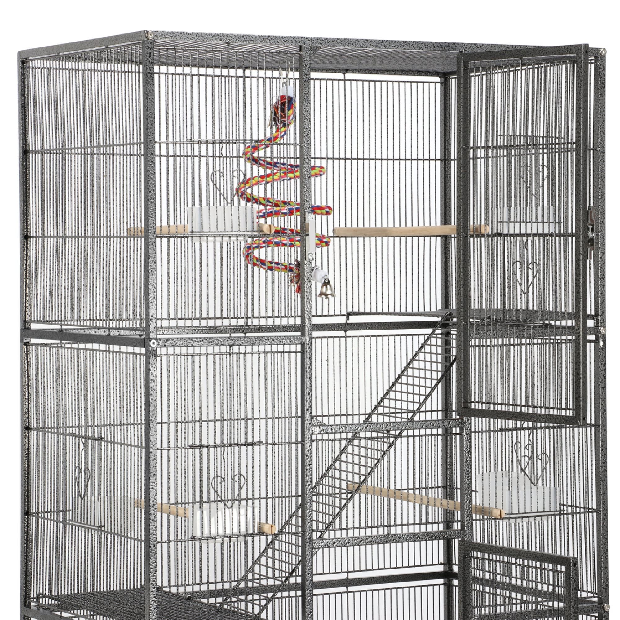 Topeakmart Black 69" Extra Large Bird Cage with Rolling Detachable Stand for Small Birds