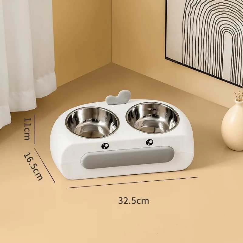 Duck Design Pet Double Bowl Plastic Kitten Dog Food Drinking Tray Feeder Cat Feeding Pet Supplies AccessoriesXJ241125