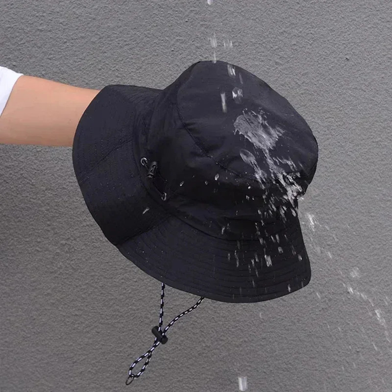 Quick drying fisherman hat womens summer outdoor beach Panama hat waterproof camping hiking folding Bob bucket Sunhats 241125