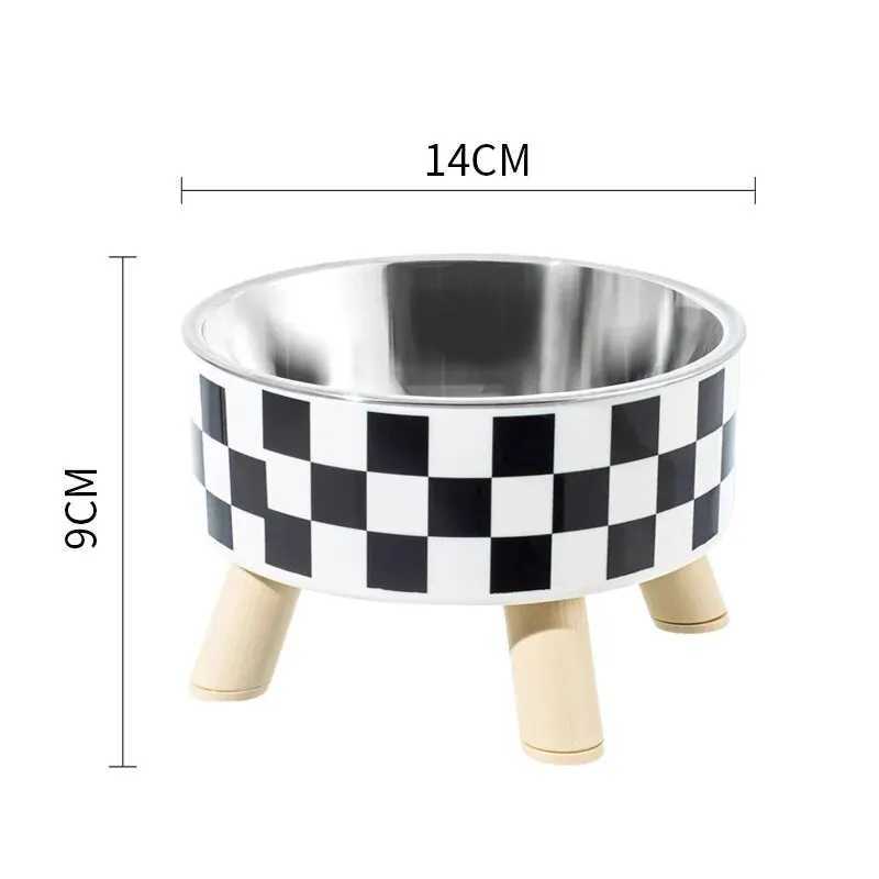 A Cat Bowl For Cats And Dogs Simple Polka-dot Stainless Steel Pet Tall Bowl Drinking Water Anti-overturn Water Bowl Food BasXJ241125
