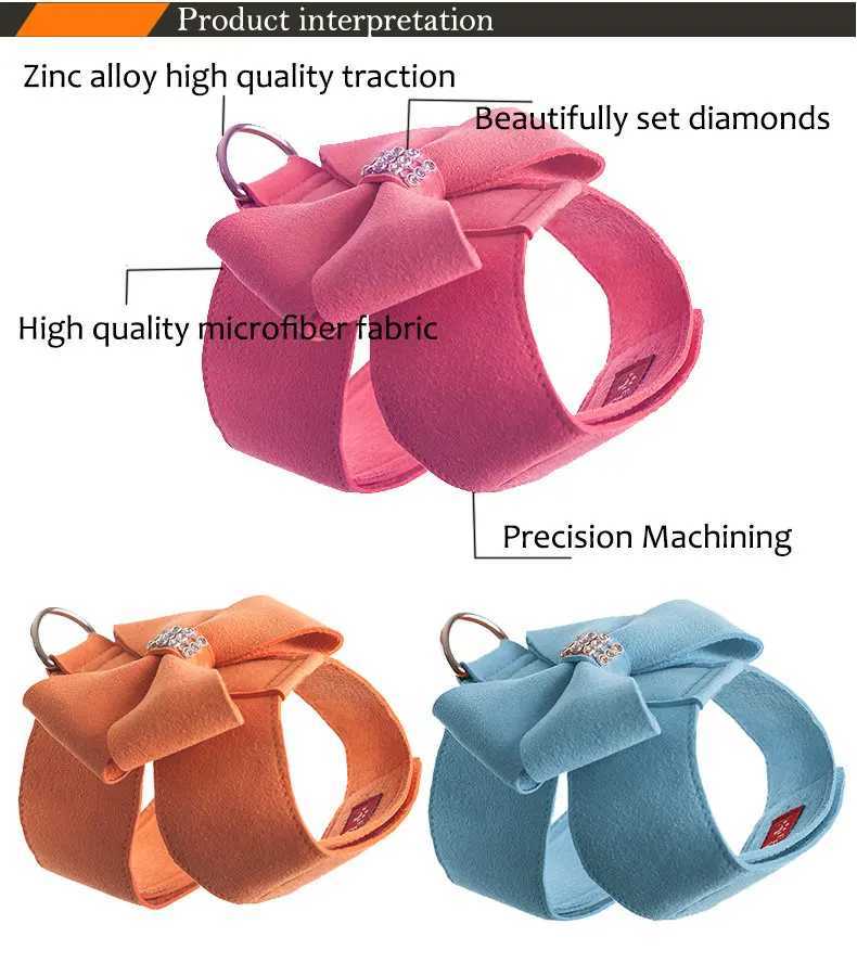 Mini Dog Strap Collar Soft Suede Leather Puppy Strap Chihuahua York Cute Pet Strap XL with Bow X250326