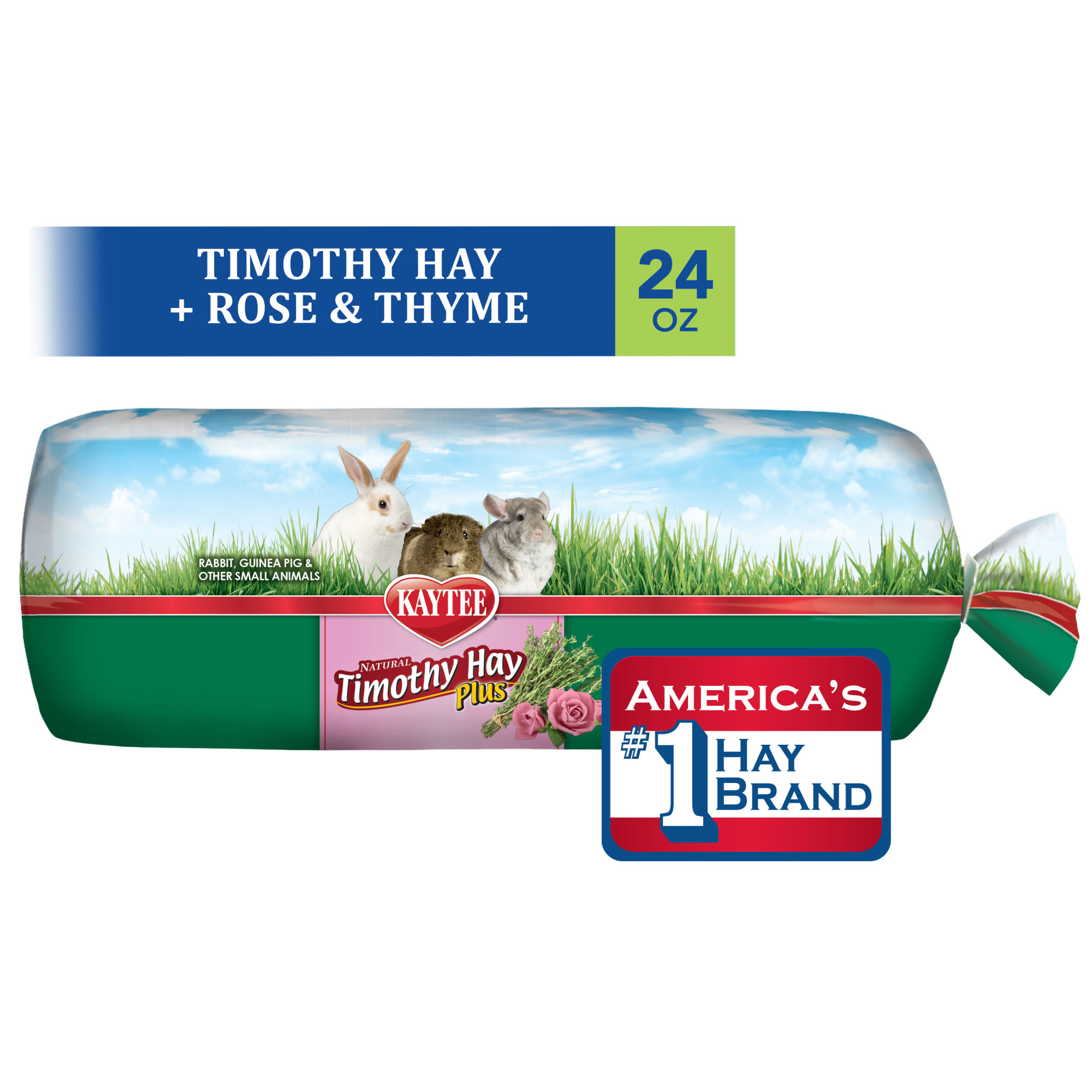 Kaytee Timothy Hay Plus Rose & Thyme for Small Animals, 24 oz.