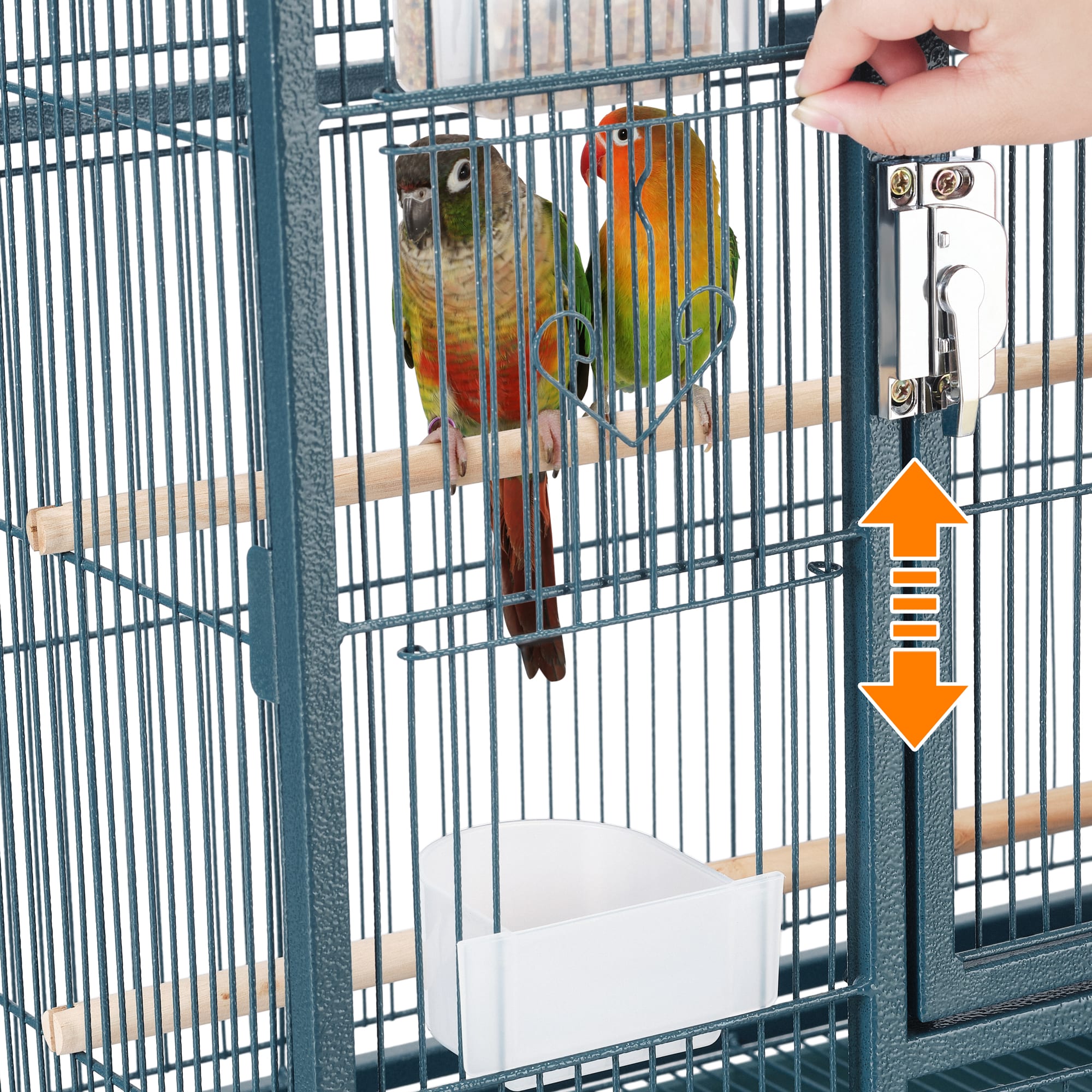 Topeakmart Navy Blue Metal Bird Cage with Rolling Detachable Stand, 53.5" H