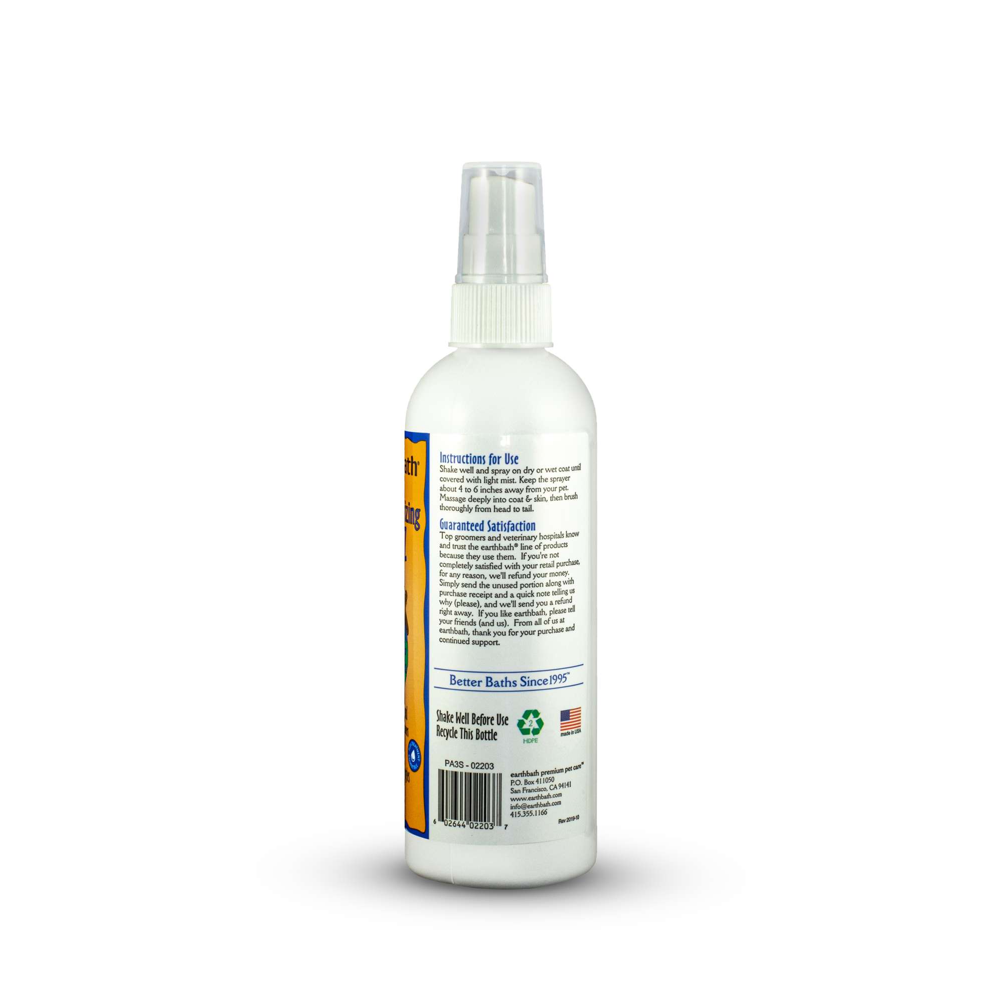 Earthbath Vanilla & Almond 3-in-1 Deodorizing Dog Spritz, 8 fl. oz.