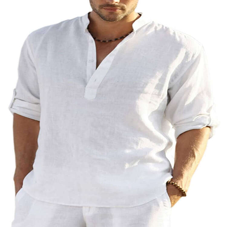 Men's En Long Sleeved T-Shirt Loose Sweatshirt Solid Color Cotton Ing Plus Size
