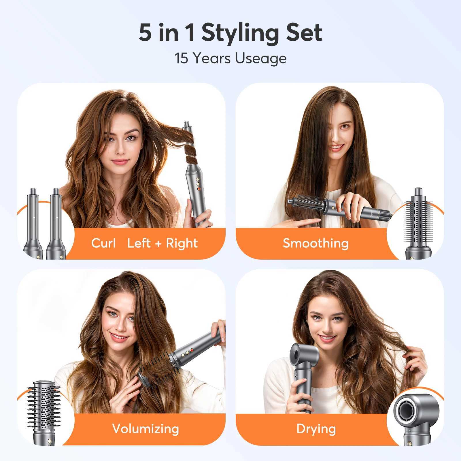 Bopcal 5-in-1 hair dryer hot air comb electric curling iron 1200W high-speed hair dryer multifunctional styling tool hair dryer W241125