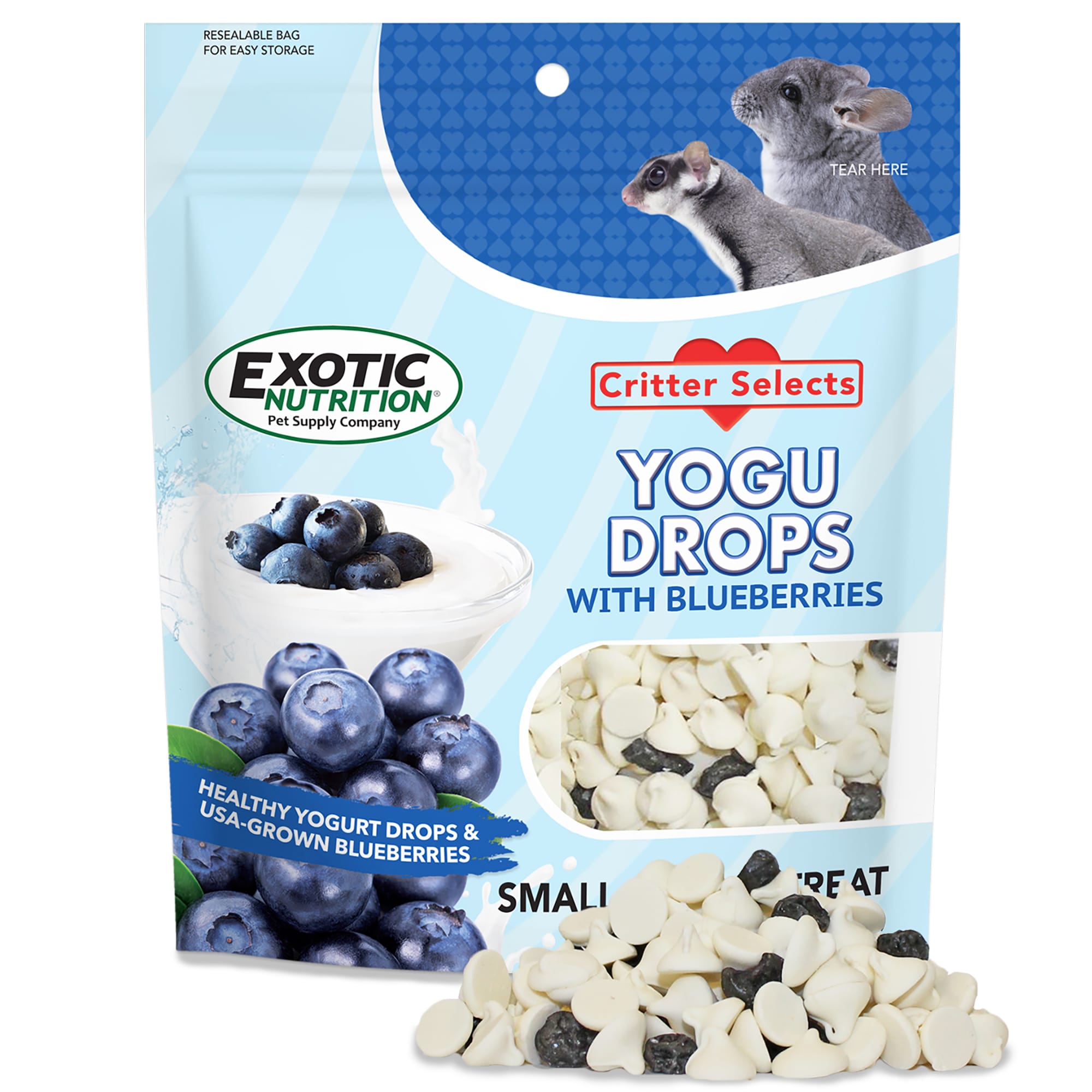 Exotic Nutrition Critter Selects Yogurt Drops with Blueberry Small Pet Treat, 4.25 oz.