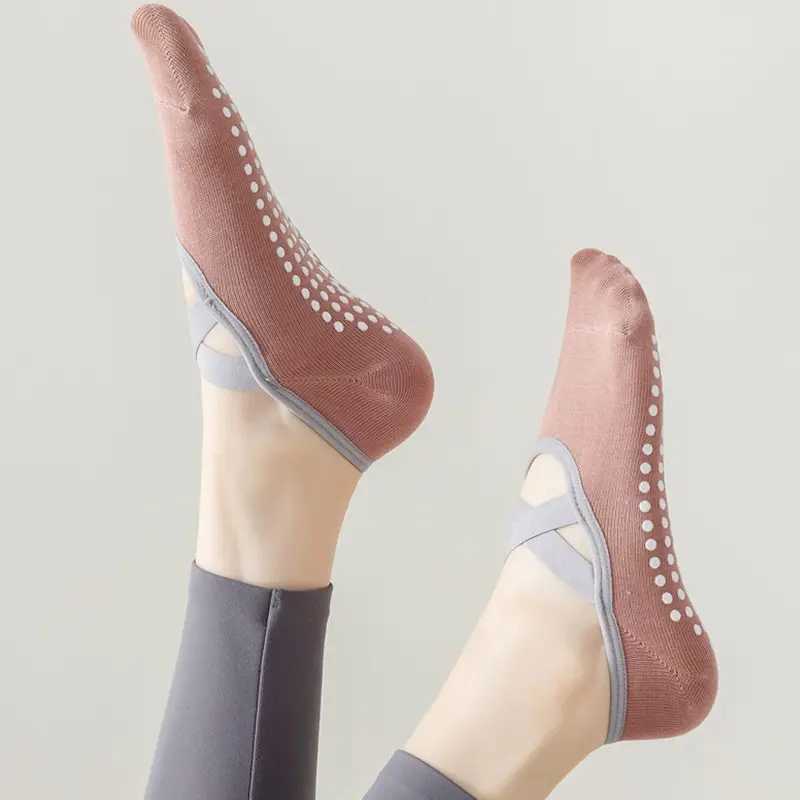 Women Yoga Socks Non Slip Grip Cotton Pilates Socks Ladies Balt Dance Sports Socks Anti Slip Cam Fitn Ank Gym SocksXJ241125