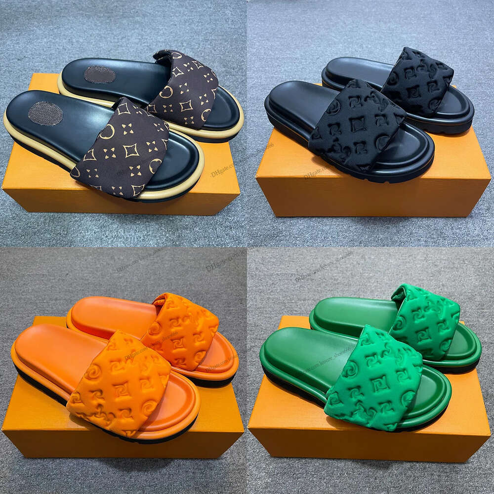 10a top quality summer Slippers luxury Designer sunny beach sandal Pillow Pool slides vintage shoe mens womens fashion soft flat shoes couples gift Mule 35-46