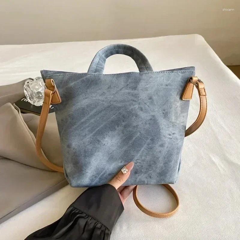 Totes Fashionable Versatile Shoulder Bags Solid Color Denim For Women Brand Casual Artistic Sweet Retro Bolsa zhanyishengli