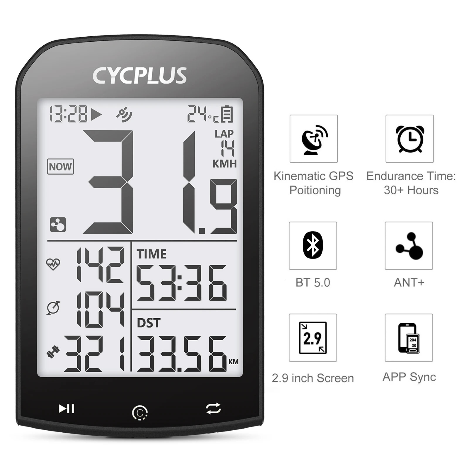 CYCPLUS M1 GPS Bike Computer Cycling Speedometer Bluetooth 50 ANT Ciclismo Speed Meter for Accessories 35 Hours Working 241125