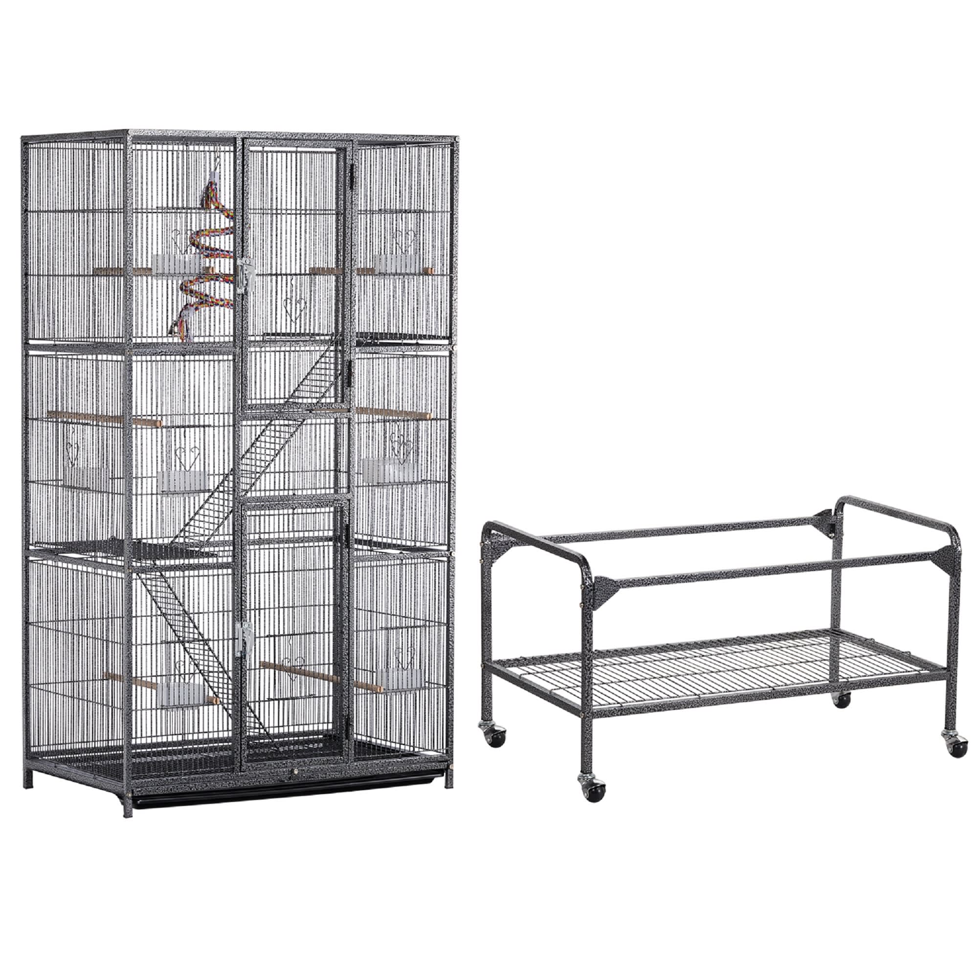 Topeakmart Black 69" Extra Large Bird Cage with Rolling Detachable Stand for Small Birds