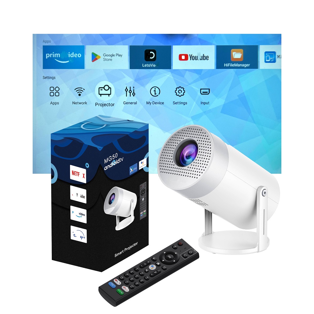MG50 1G/8G ATV Smart Projector Android 9.0 Hi3751V352 Mali-G31 Dual band WiFi6 + BT5.0Module 720P MG50 LCD Smart Projector