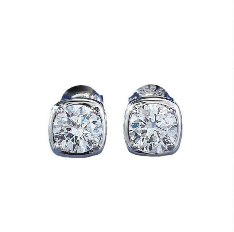 Moissanite Dia Stud Earrings: 6MM Round Cut White Gemstones in Sterg Sier
