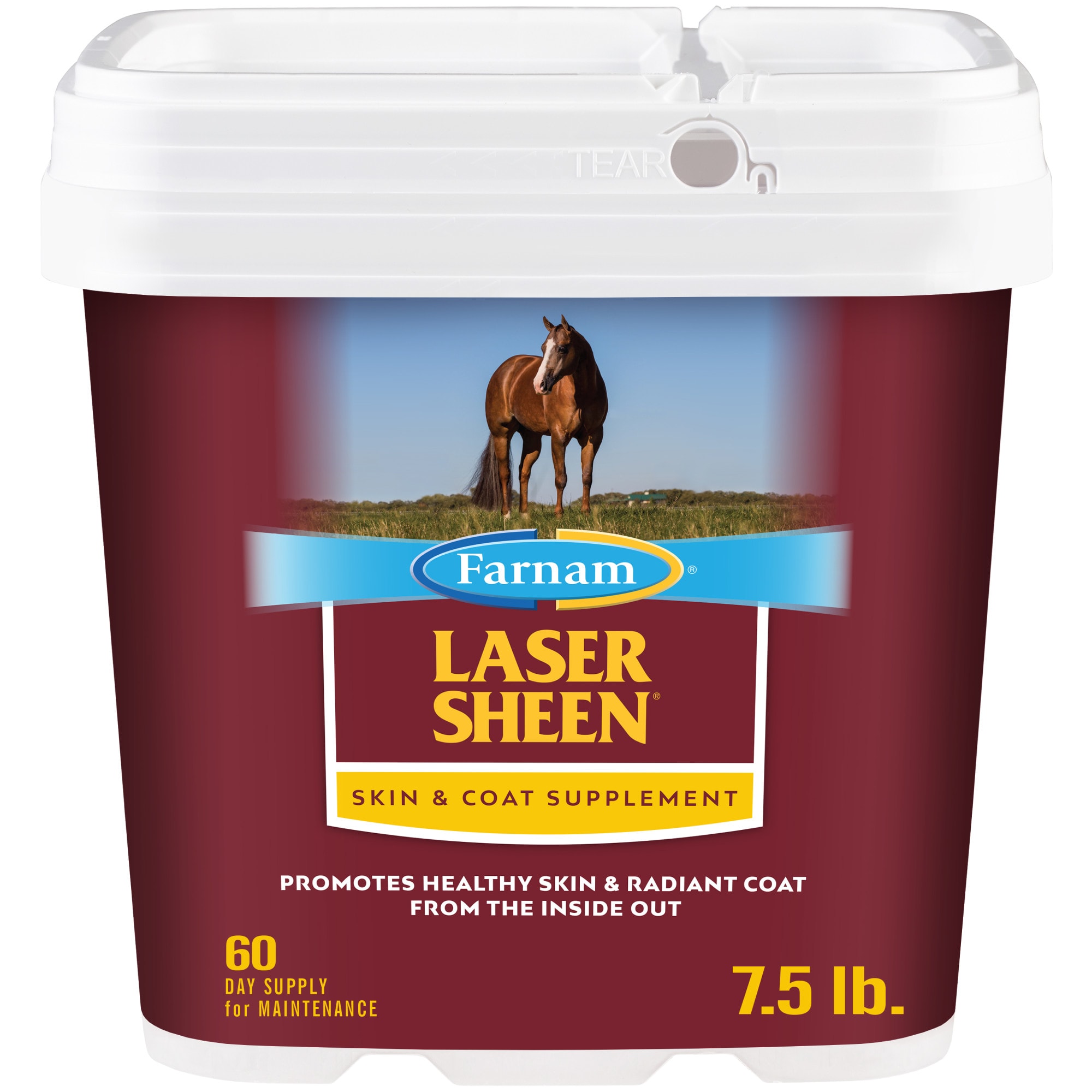 Farnam Laser Sheen Skin & Coat Promotes Healthy Skin & Radiant Coat from the Inside Out Supplement for Horses, 7.5 lbs.