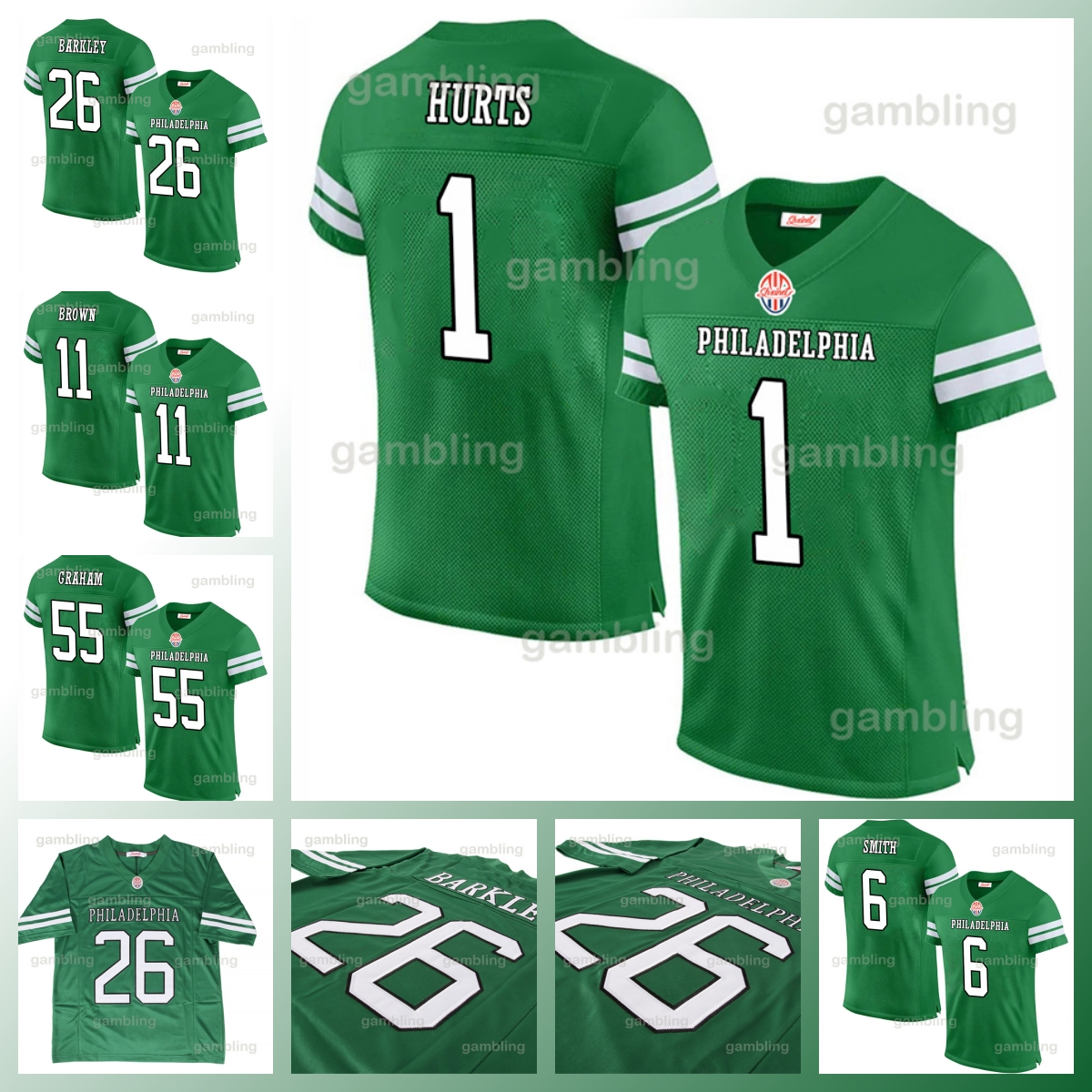 26 Saquon 1Jalen Hot Sale Custom Football Jersey Brown Carter DeVonta Smith Jason Kelce Kenny Pickett Cooper DeJean Huff Lane Johnson Mailata Goedert