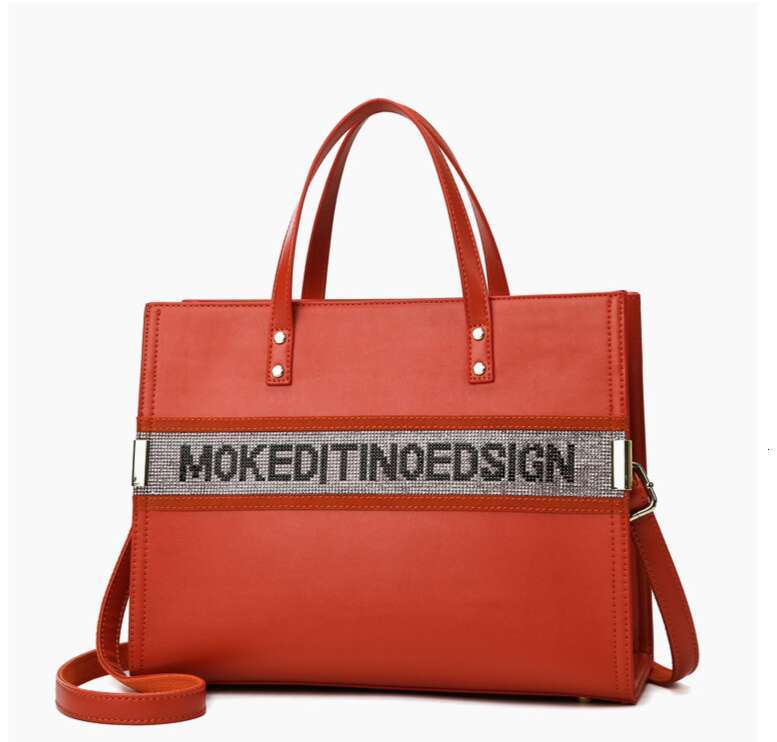 Summer New Large Capacity Handbag Orange Texture Women's Handbag Large Capacity Shoulder Bag
