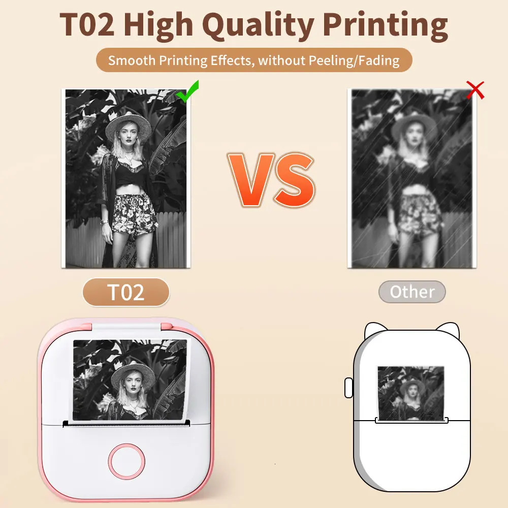 Phomemo portable mini thermal printer T02 pocket label printer DIY self-adhesive paper label machine various types of paper 241125