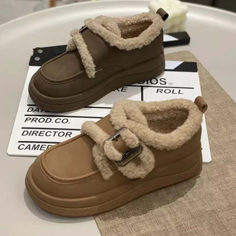 Fur Women Ankle Snow Boots Casual Flats Platform Suede Winter Shoes Fashion 2025 Warm Elegant Chelsea Boots Botas Mujer 241125