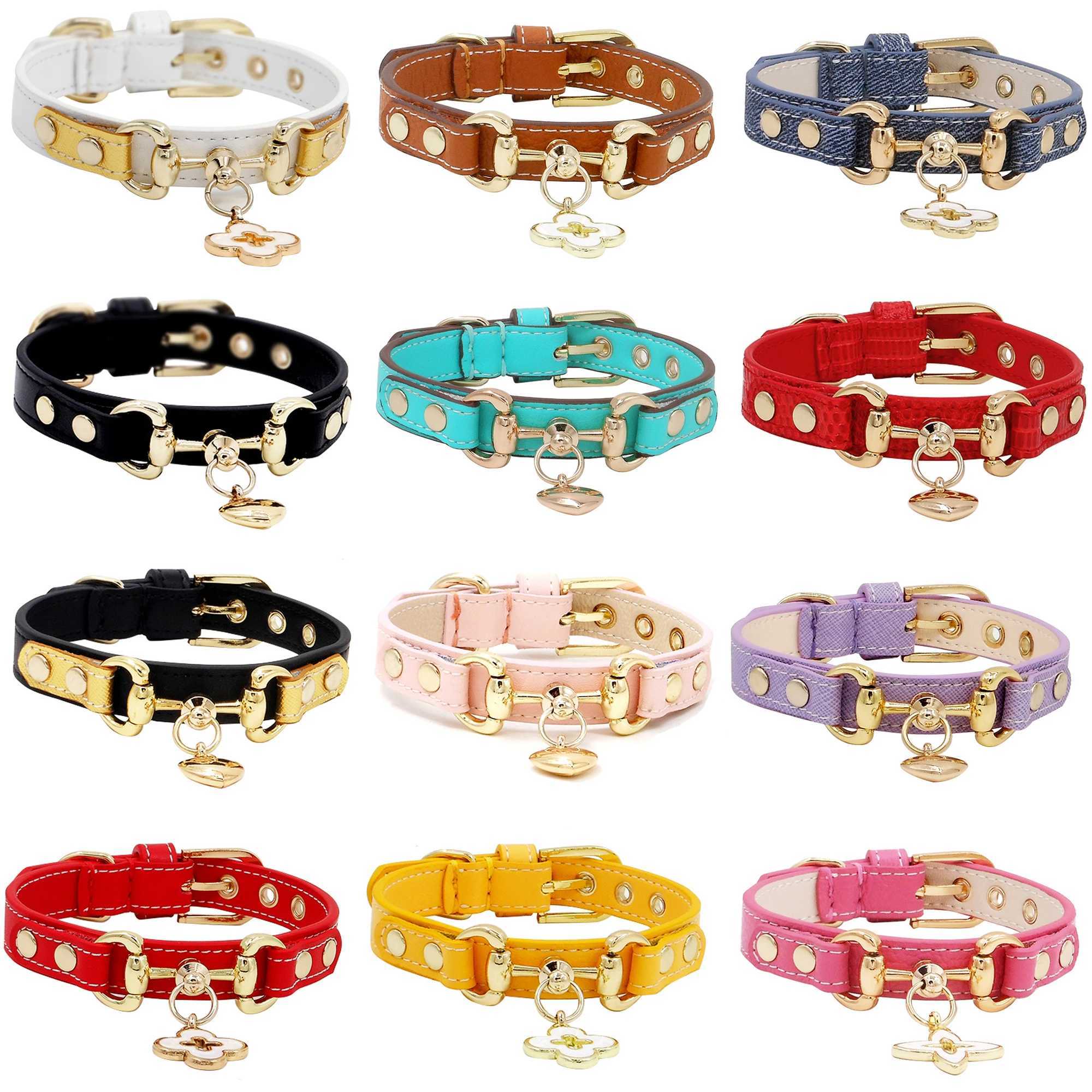 Genuine leather dog customized pet collars fashionable necklaces for cats dogs pendant gift boxes handmade accessories and direct shipping X241125