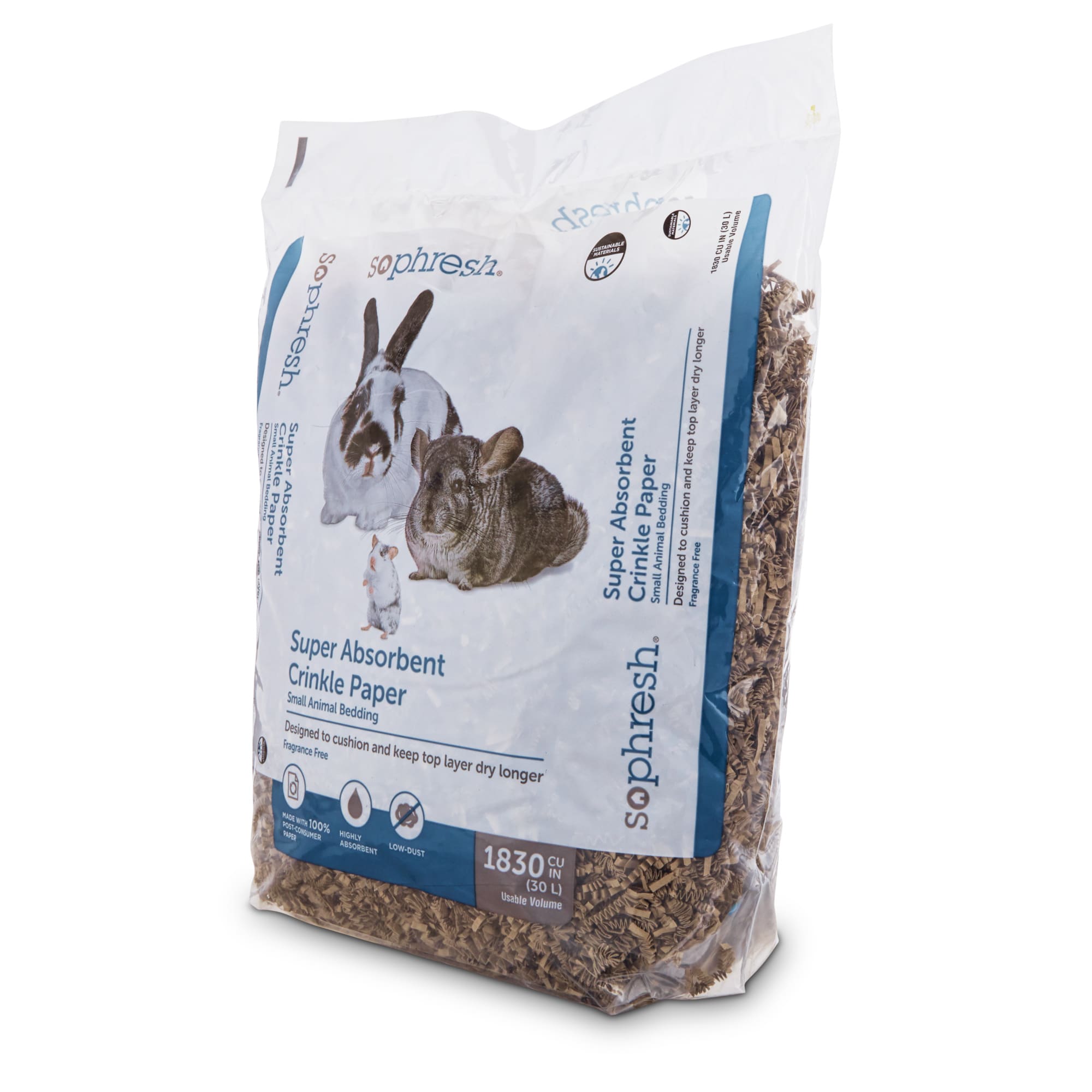 So Phresh Super-Absorbent Recycled Crinkle Paper Small Animal Bedding, 30 Liters