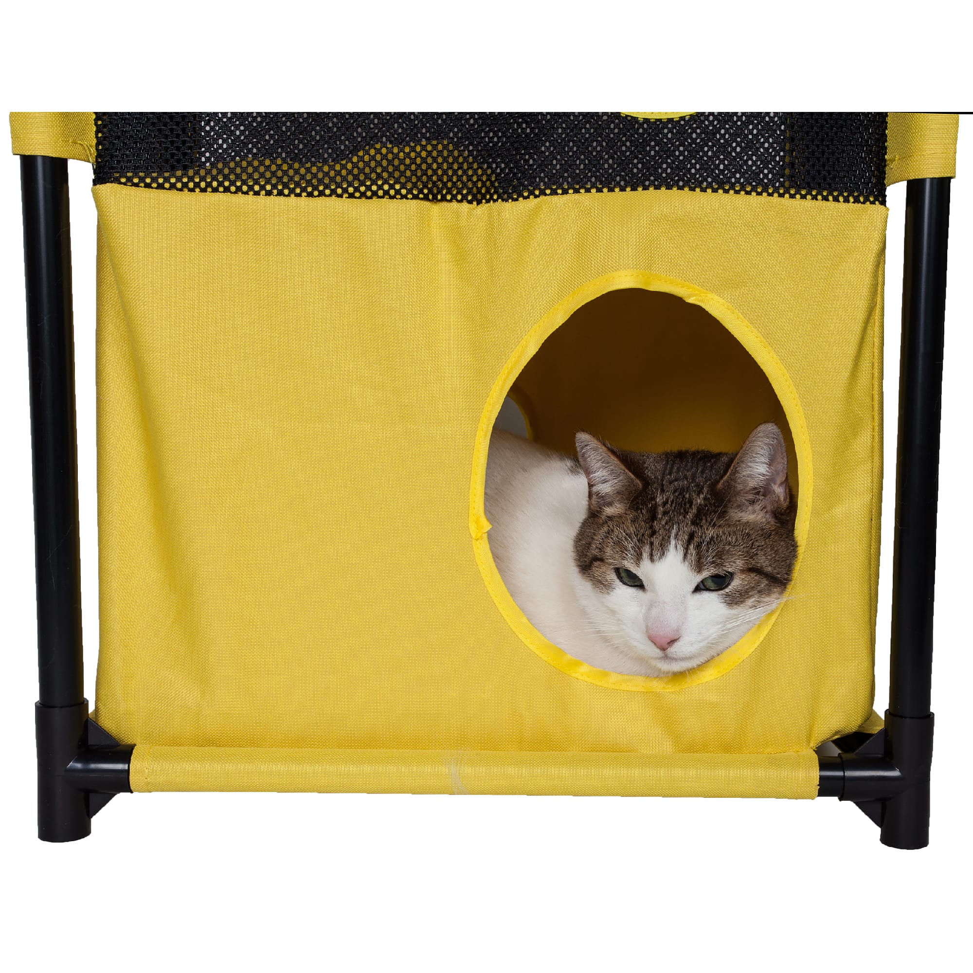 Pet Life Blue Square Obstacle Soft Folding Sturdy Play-Active Collapsible Travel Cat House, 17.71" L X 11.81" W X 35.43" H
