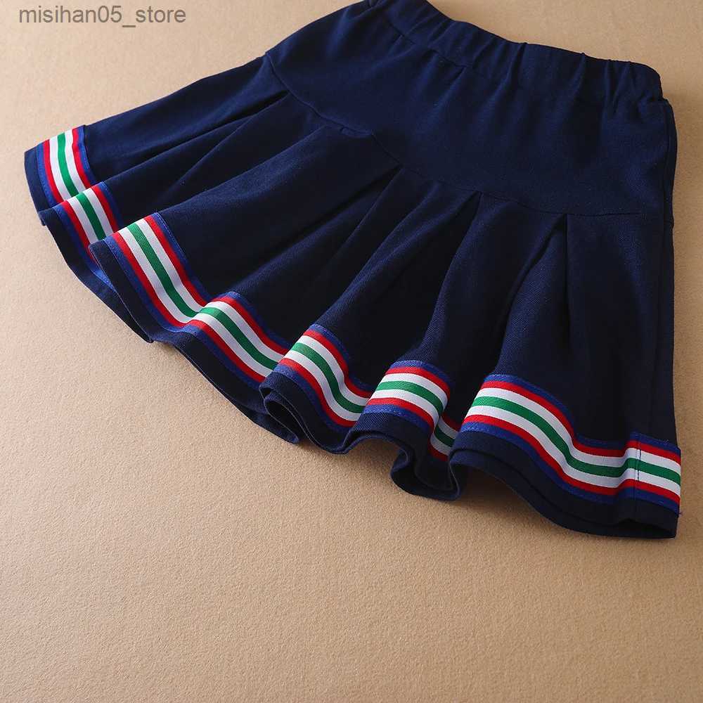 Clothing Sets Clothing set for girls 2023 new childrens polo T-shirt+2-piece set for childrens tennis sportswear Q240425