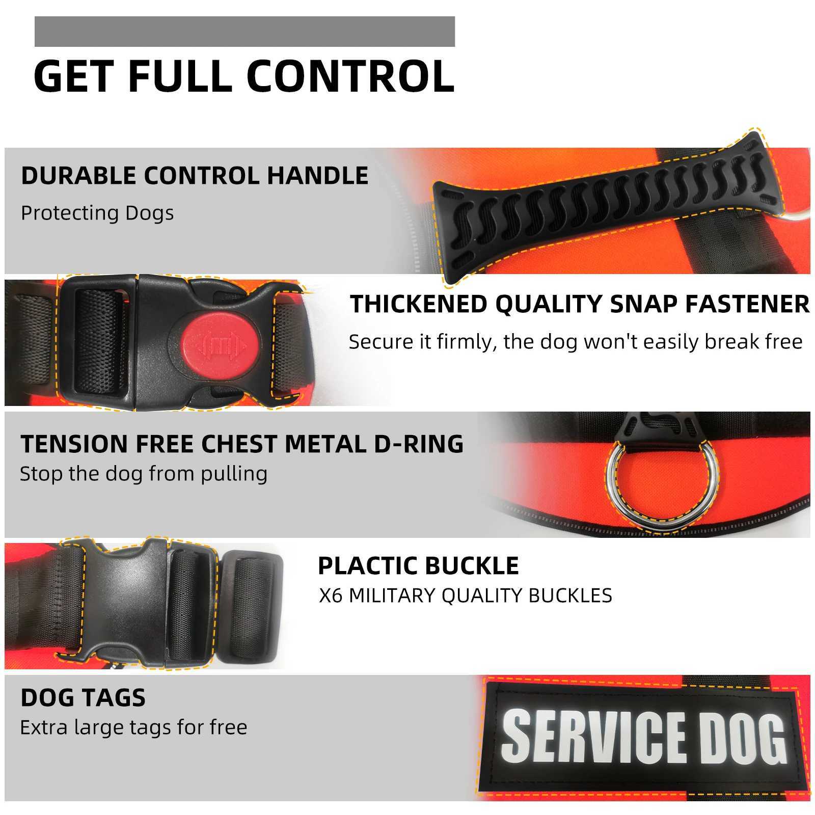 Pull free service dog vest with adjustable handle outdoor pet dog harness suitable for small medium and large dogs X241125