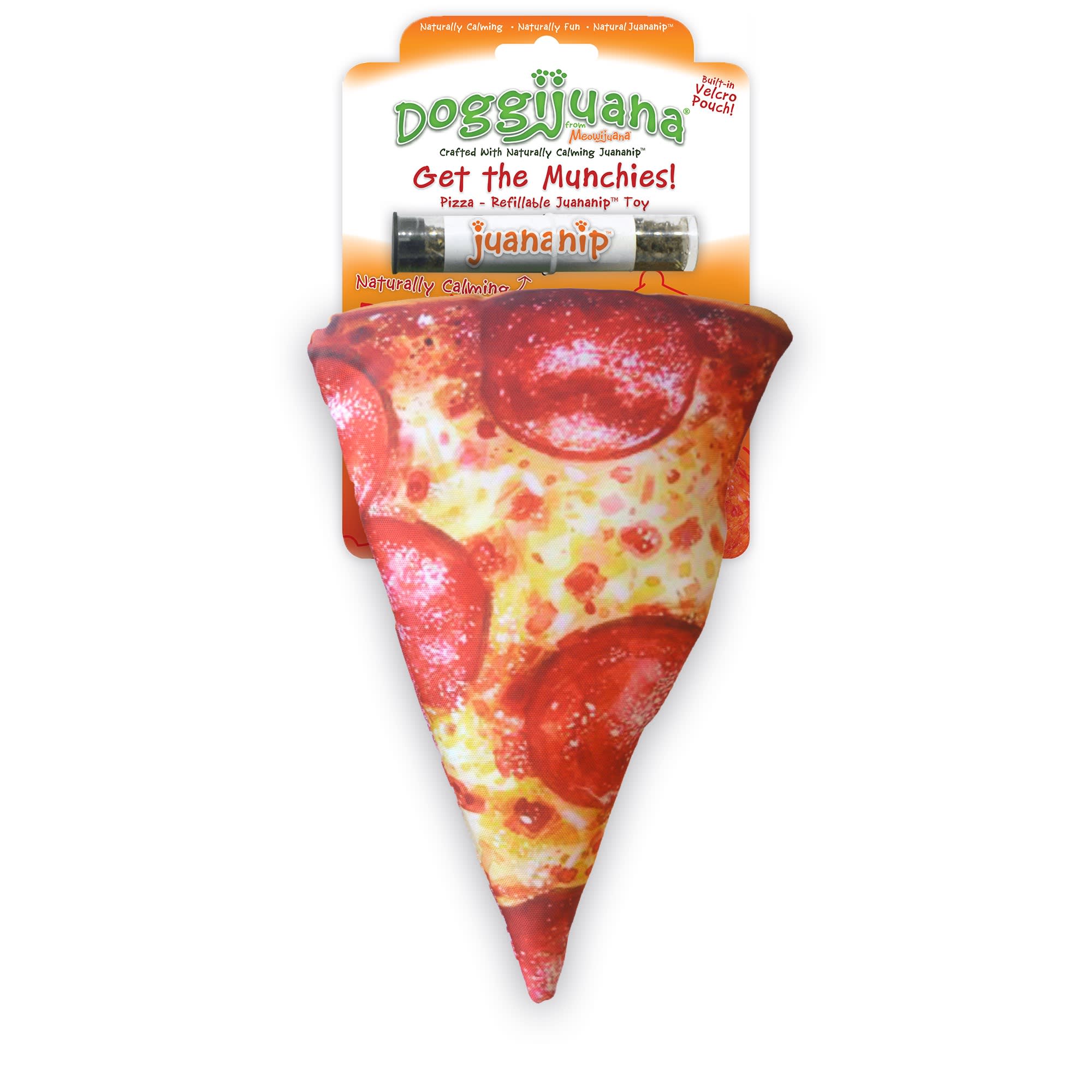 Doggijuana Get the Munchies Refillable Pizza Dog Toy, Medium