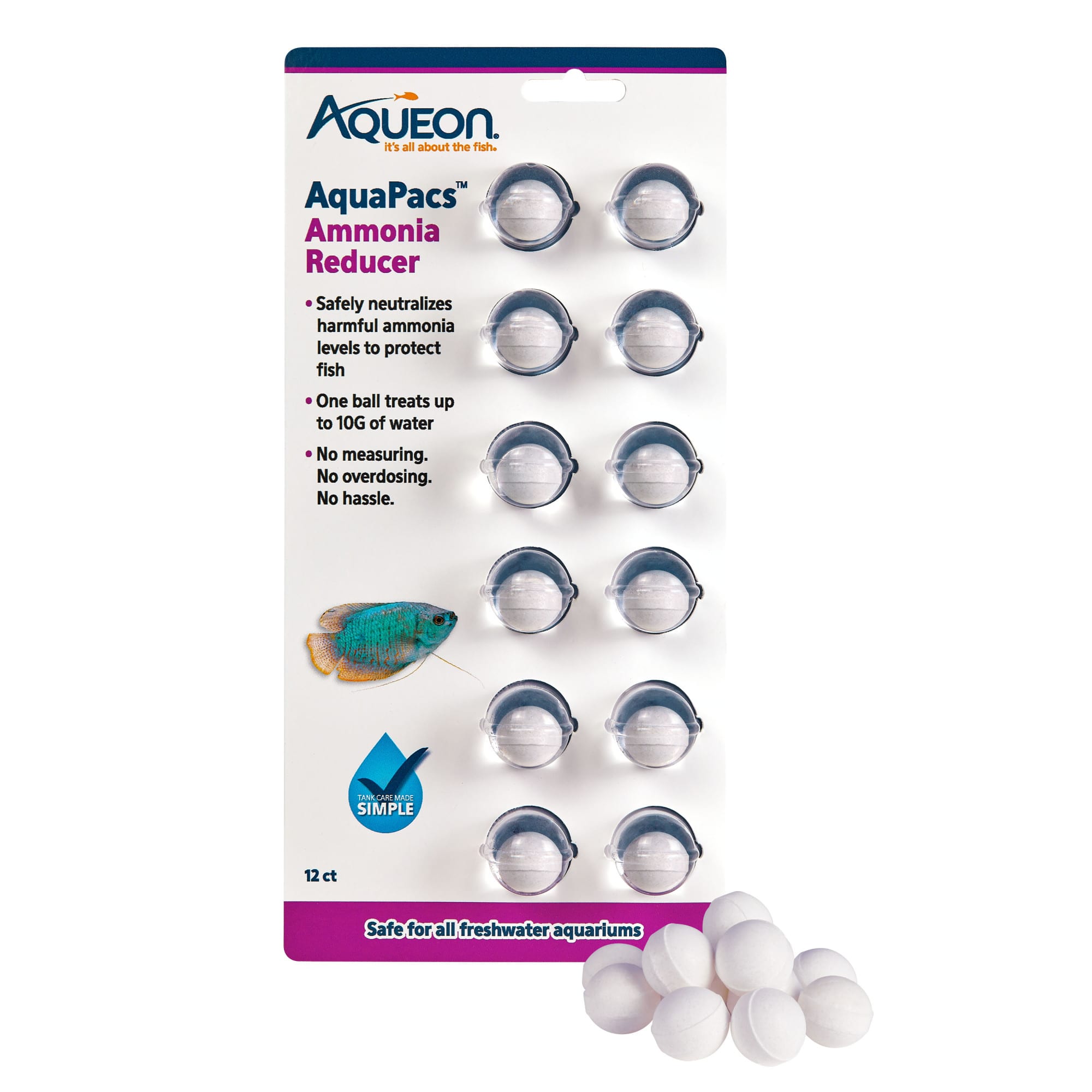 Aqueon AquaPacs Ammonia Reducer, 10 Gallon, Pack of 12