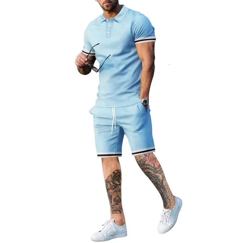 Summer Fashion Short Sleeve T Shirt Shorts Sets Men 2 Piece Outfits Trend Casual Oversized Tshirts Sportswear Tops 240415