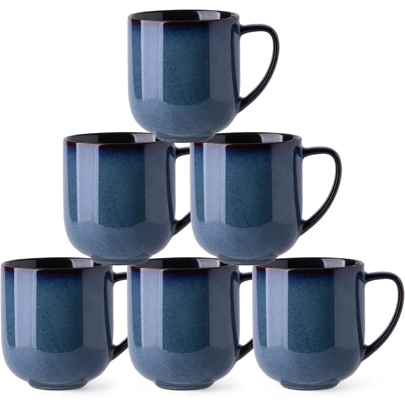 12OZ Ceramic Coffee Mugs Set of 6 Large Porcelain Coffee Cups With Large Handle For LatteCappuccinoMilkCocoa|Dishwasher 241122